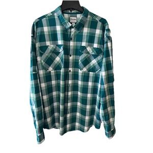 Heybo Outdoors Button Down Shirt Long Sleeve Vented Green‎ Plaid  Mens XXL